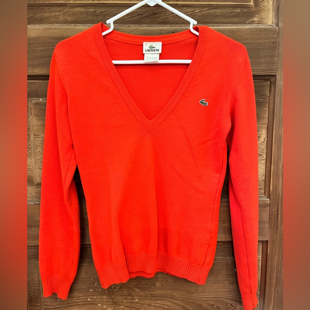 Classic Lacoste Red/Orange Women’s Sweater, size 38